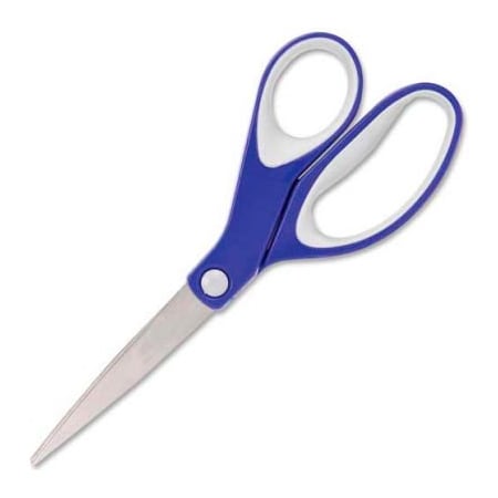 Acme United Westcott 15554 Straight KleenEarth Soft Handle Scissors, 8" length, Blue/Gray 15554